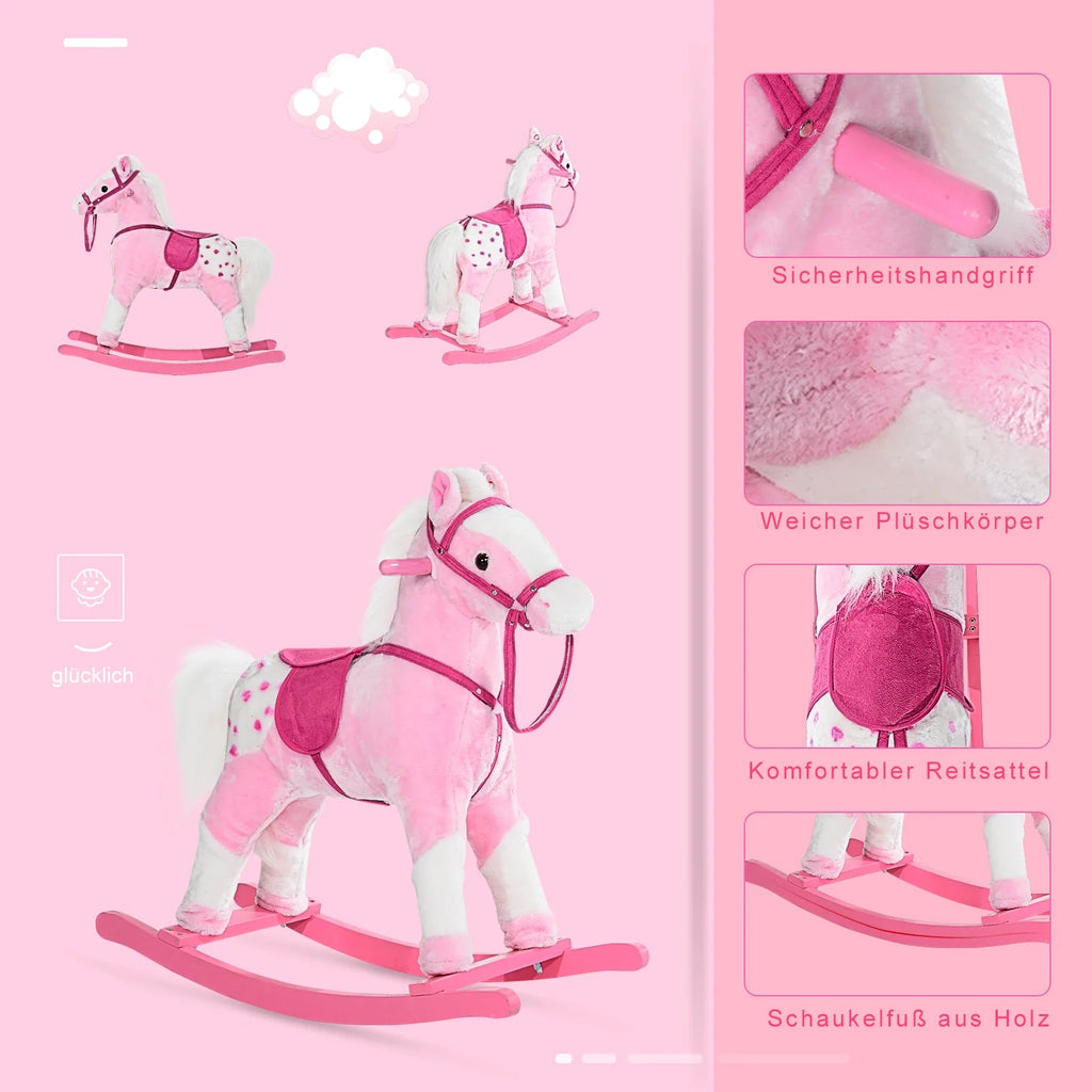 HOMCOM Schommelschaap met geluid roze