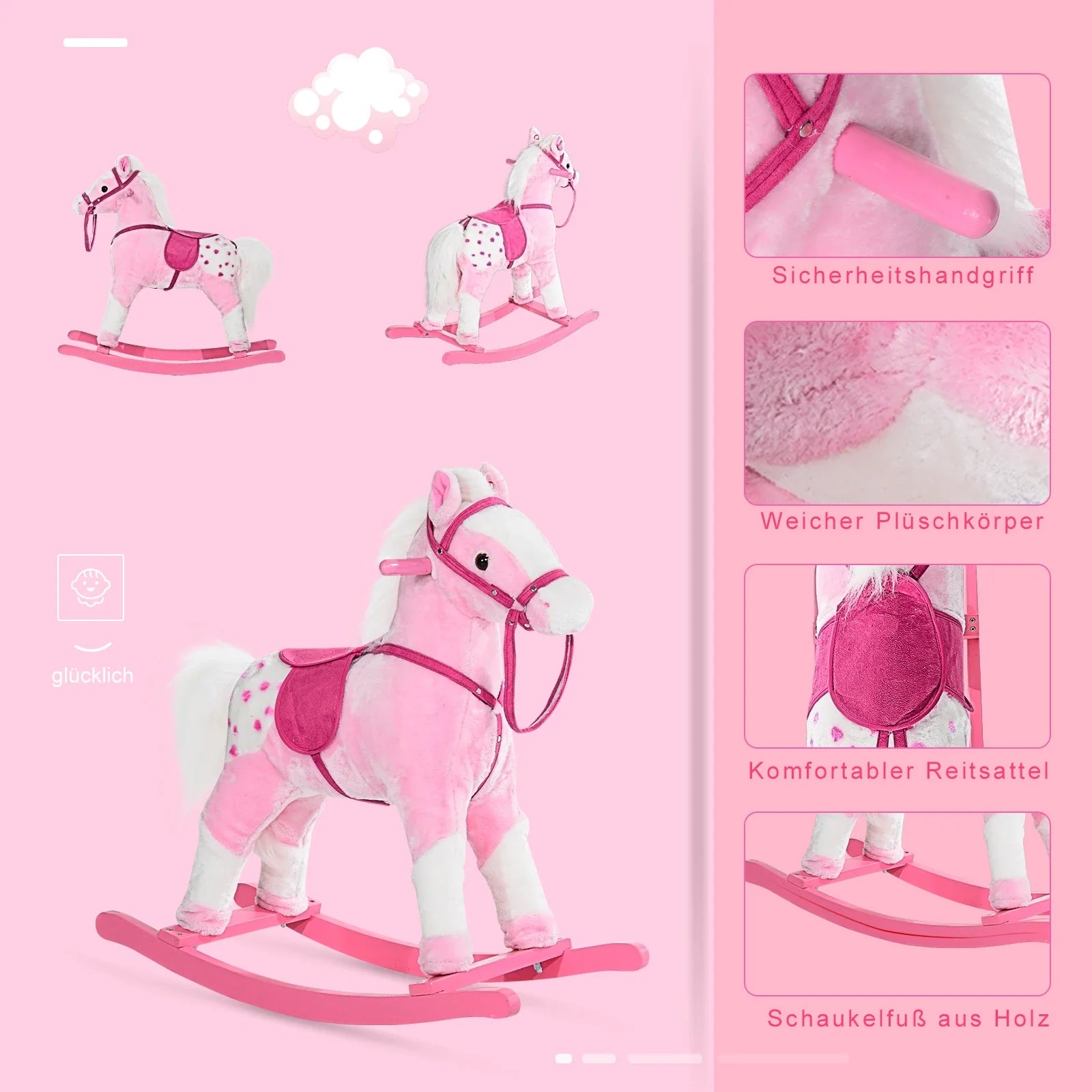 HOMCOM Schommelschaap met geluid roze