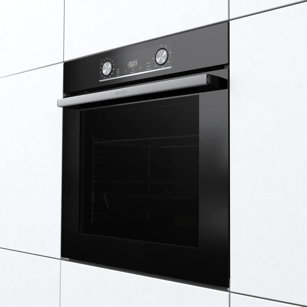 Gorenje 738971 Inbouw Ovenset OptiBake Black Steam Pyro Set / 77L / Hetelucht/Pyrolyse/ExtraSteam/GentleClose/AirFry/Pizzamode 300°C/PerfectGrill/Inductiekookplaat met BridgeZone/zwart