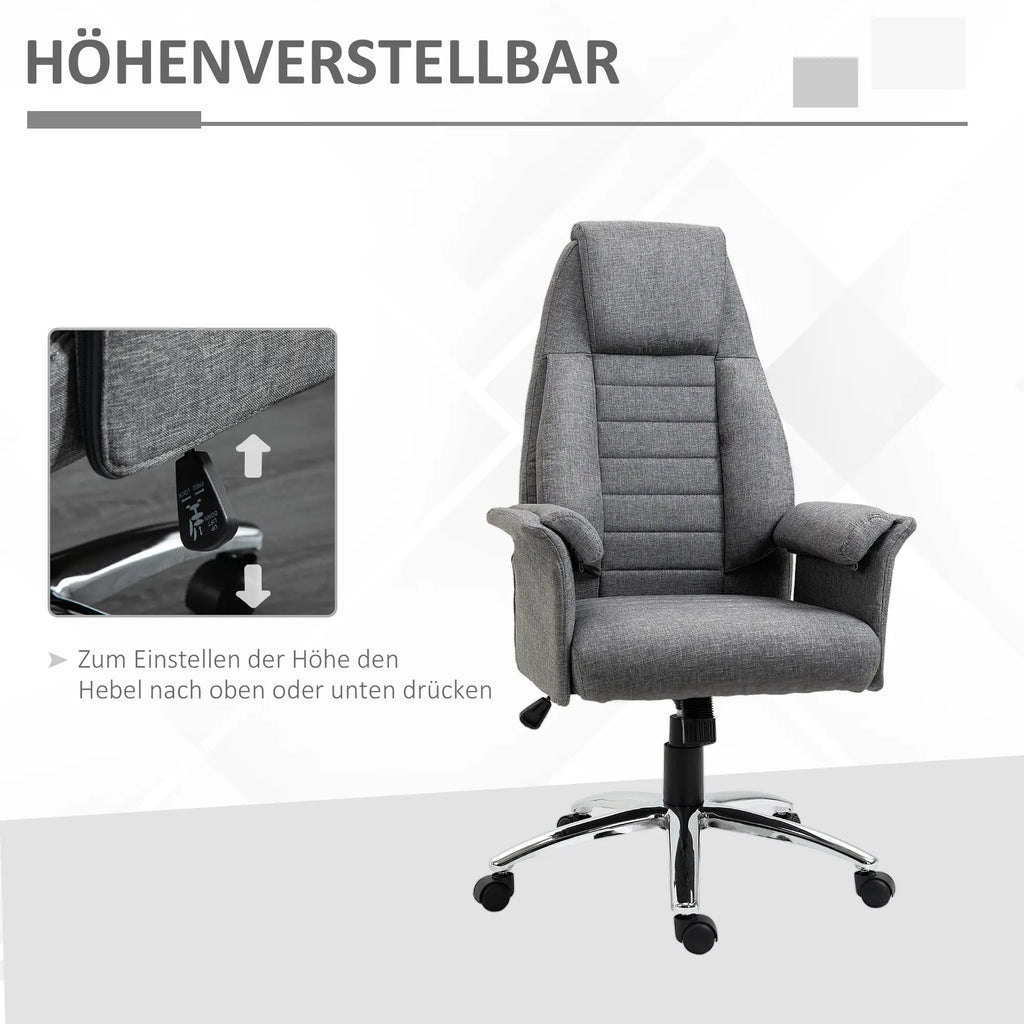 HOMCOM Bureaustoel Draaistoel Retro Design in hoogte verstelbaar grijs