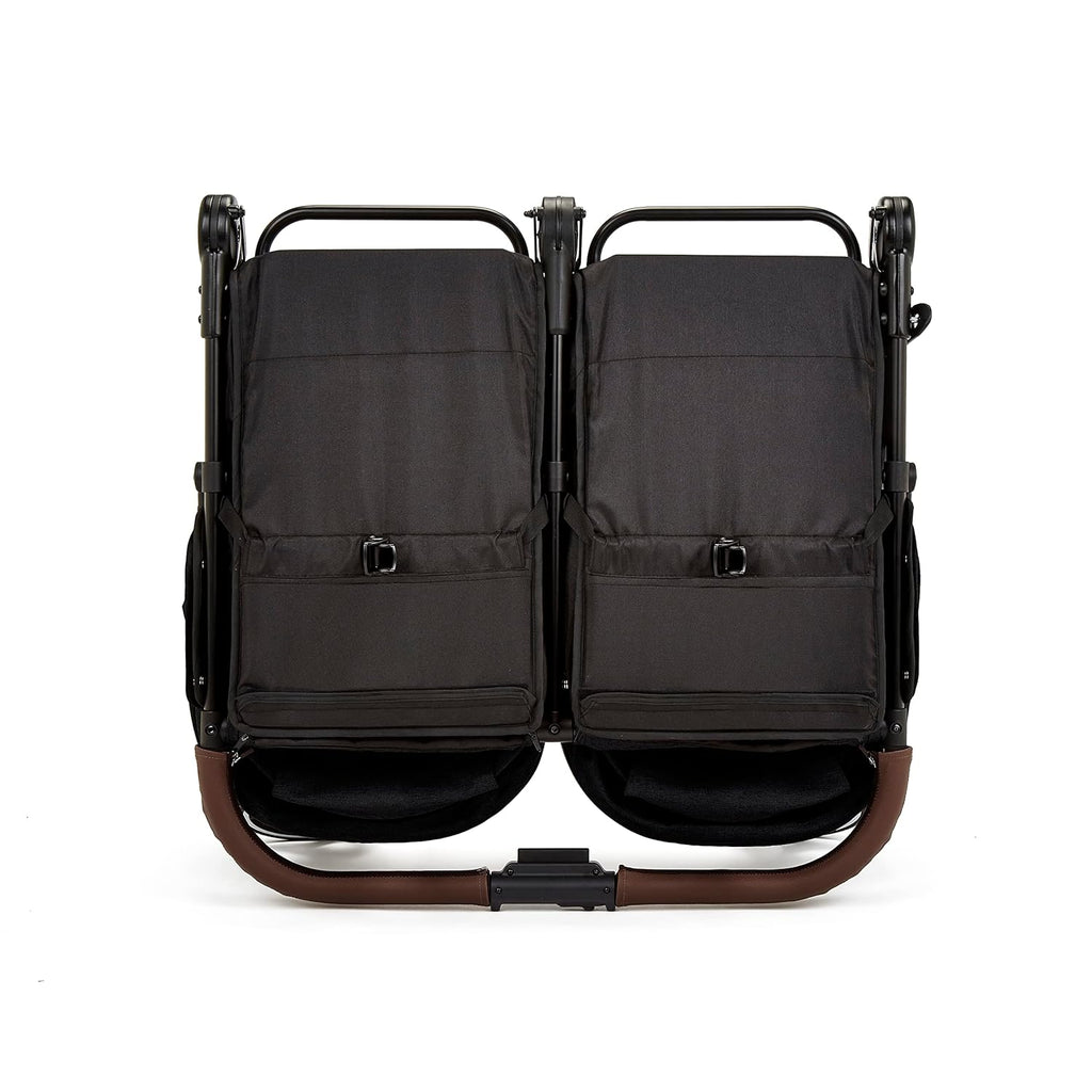 Venus Max Duo Buggy - geschikt vanaf de geboorte tot 15 kg (ongeveer 3 jaar), compacte, lichte, opvouwbare tweelingbuggy, inclusief regenhoes en voetenzak (Biscuit)