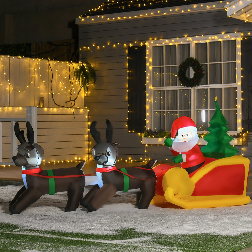 HOMCOM Opblaasbare kerstman met rendierslee LED IP44