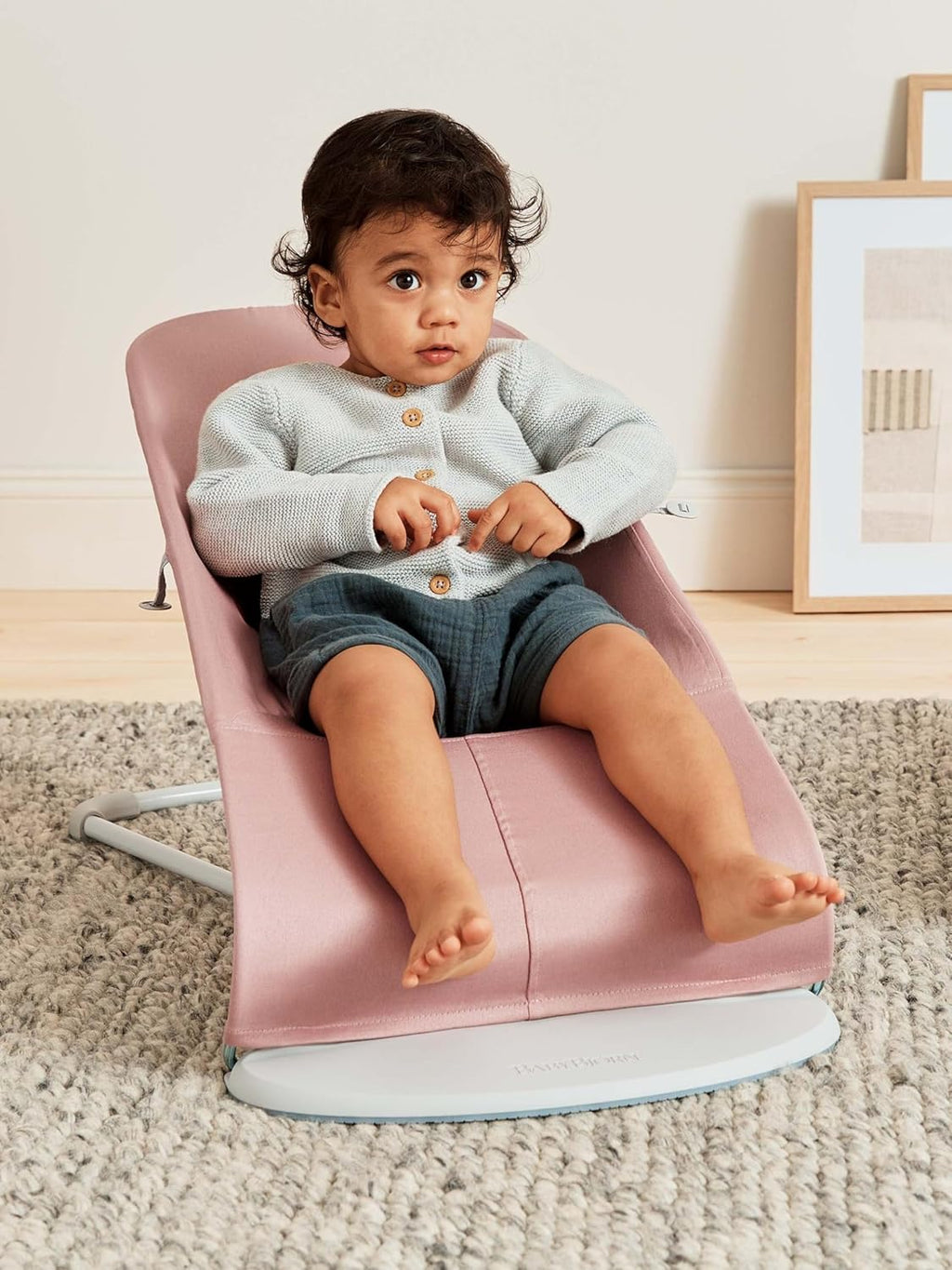 BabyBjörn Babywippe Bliss, geweven, blossom-quilting, zandgrijs