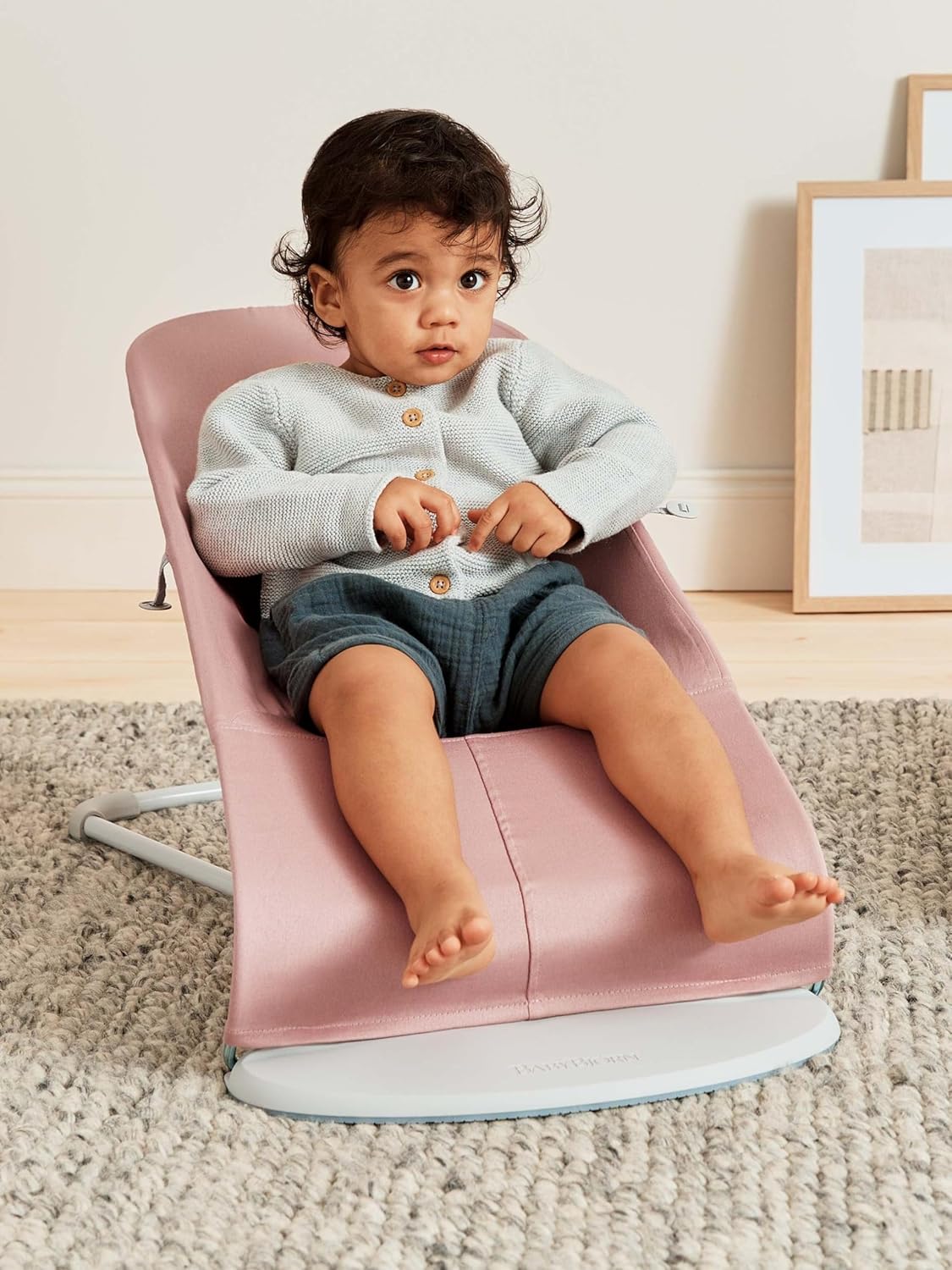 BabyBjörn Babywippe Bliss, geweven, blossom-quilting, zandgrijs