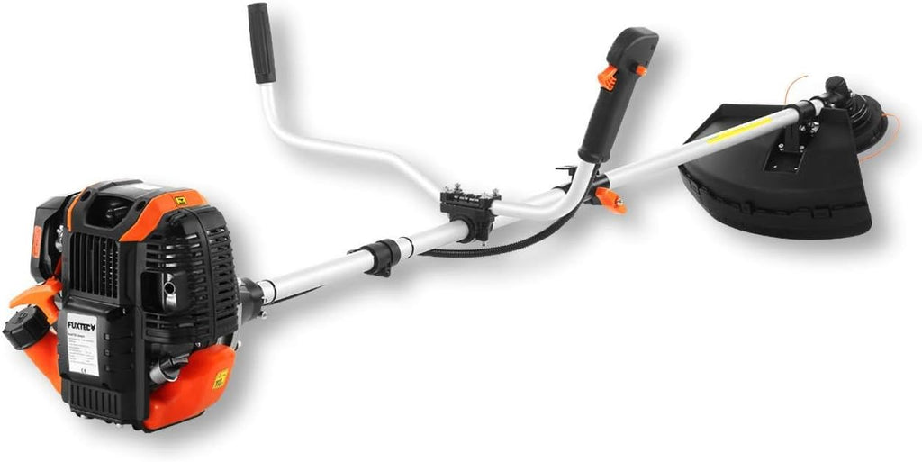 FUXTEC Benzine bosmaaier FX-4MS142, grastrimmer met 4-taktmotor, 320 mm maaicirkel, snelheidsregelaar en easy-starter, incl. draadspoel/professionele draagriem