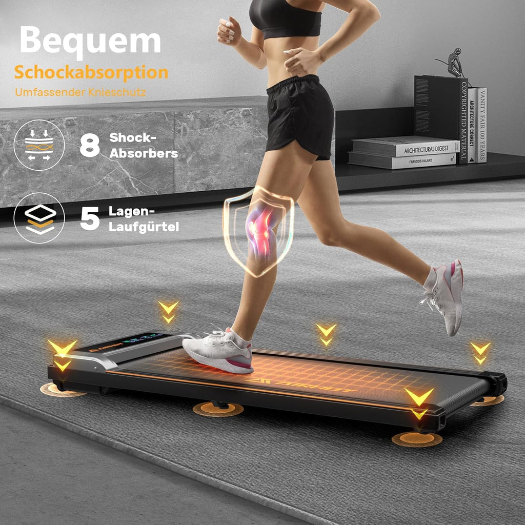 Loopband voor thuis-AIRHOT, 2,5 pk Walking Pad, loopband onder bureau met afstandsbediening en LED-display, maximale snelheid van 6 km/u OF 12 km/u. Compacte loopband voor thuis of op kantoor