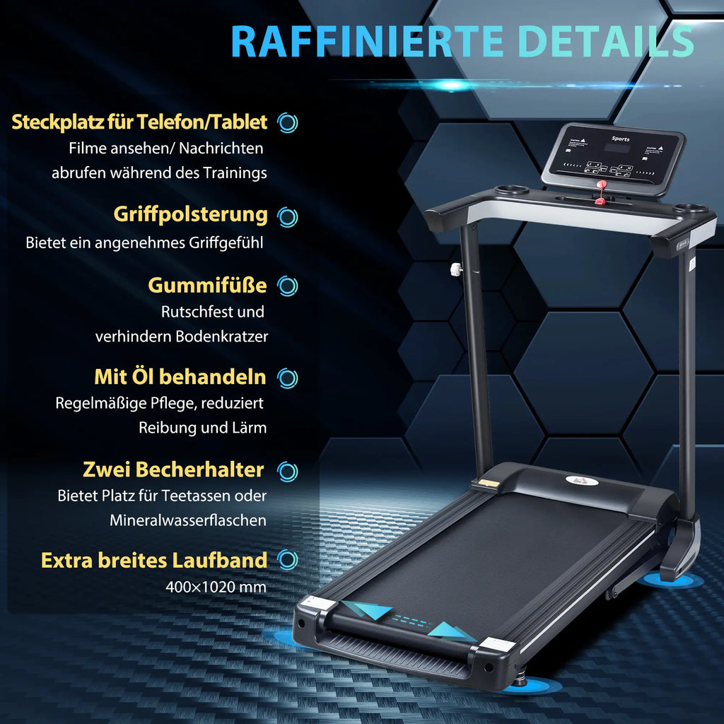 HOMCOM elektrisch loopband opvouwbaar lcd-scherm 12 programma's