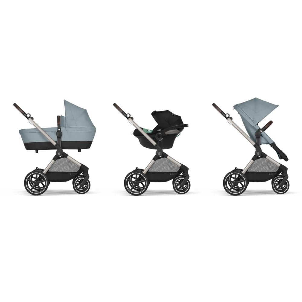 CYBEX Gold Kinderwagen EOS Lux 2-in-1 met Aton B2 i-Size autostoel en autostoeladapters, reissysteem, vanaf de geboorte tot 22 kg (ca. 4 jaar), Moon Black (Zwart)