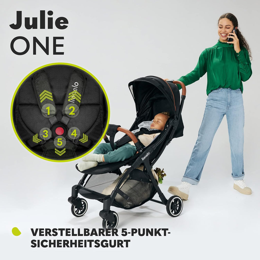 LIONELO Julie One Buggy kinderwagen tot 22 kg, verstelbare rugleuning en voetsteun, muskietennet, beenwarmers, bekerhouder en draagtas, inklapbaar