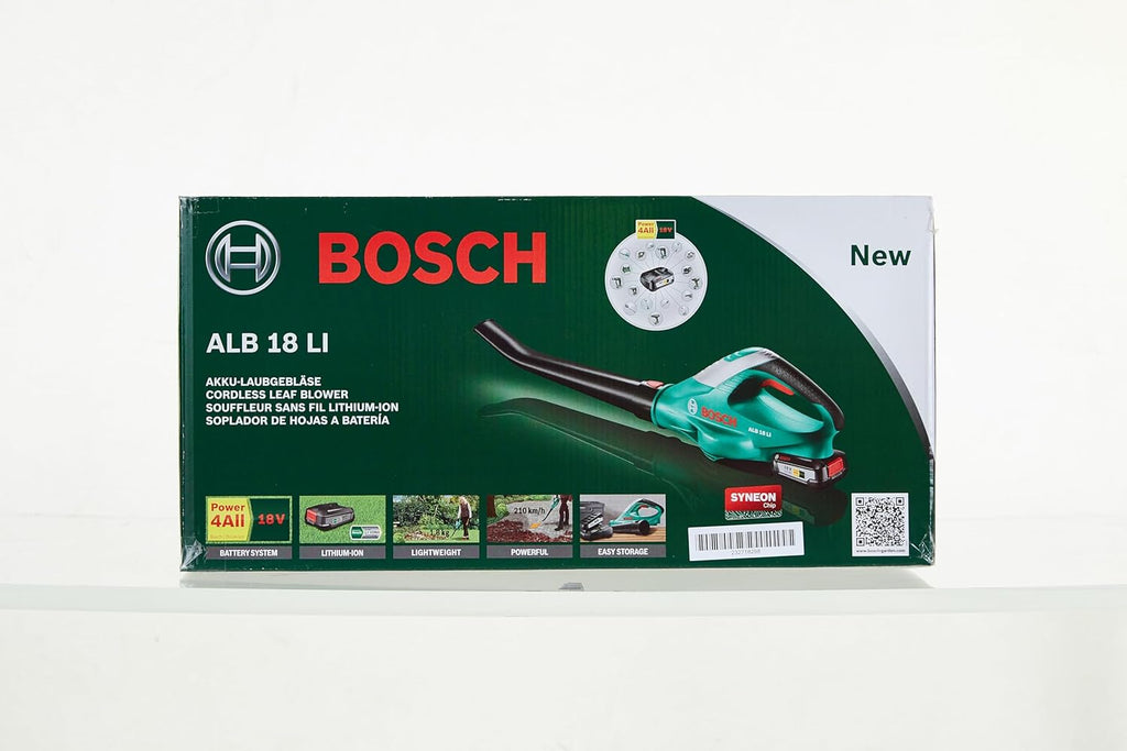 Bosch Home and Garden Accu Bladblazer ALB 18 LI (1 Accu, Max. Blaassnelheid 210 km/u, in Kartonnen Doos) Groen, Zwart