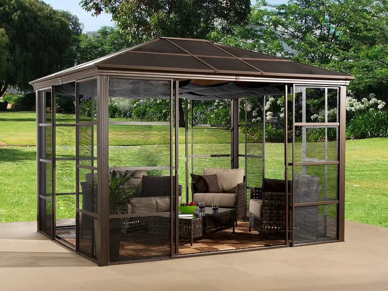 SOJAG Canada Paviljoen "Castel", van aluminium, incl. zonnedoek en insectenhor, brons