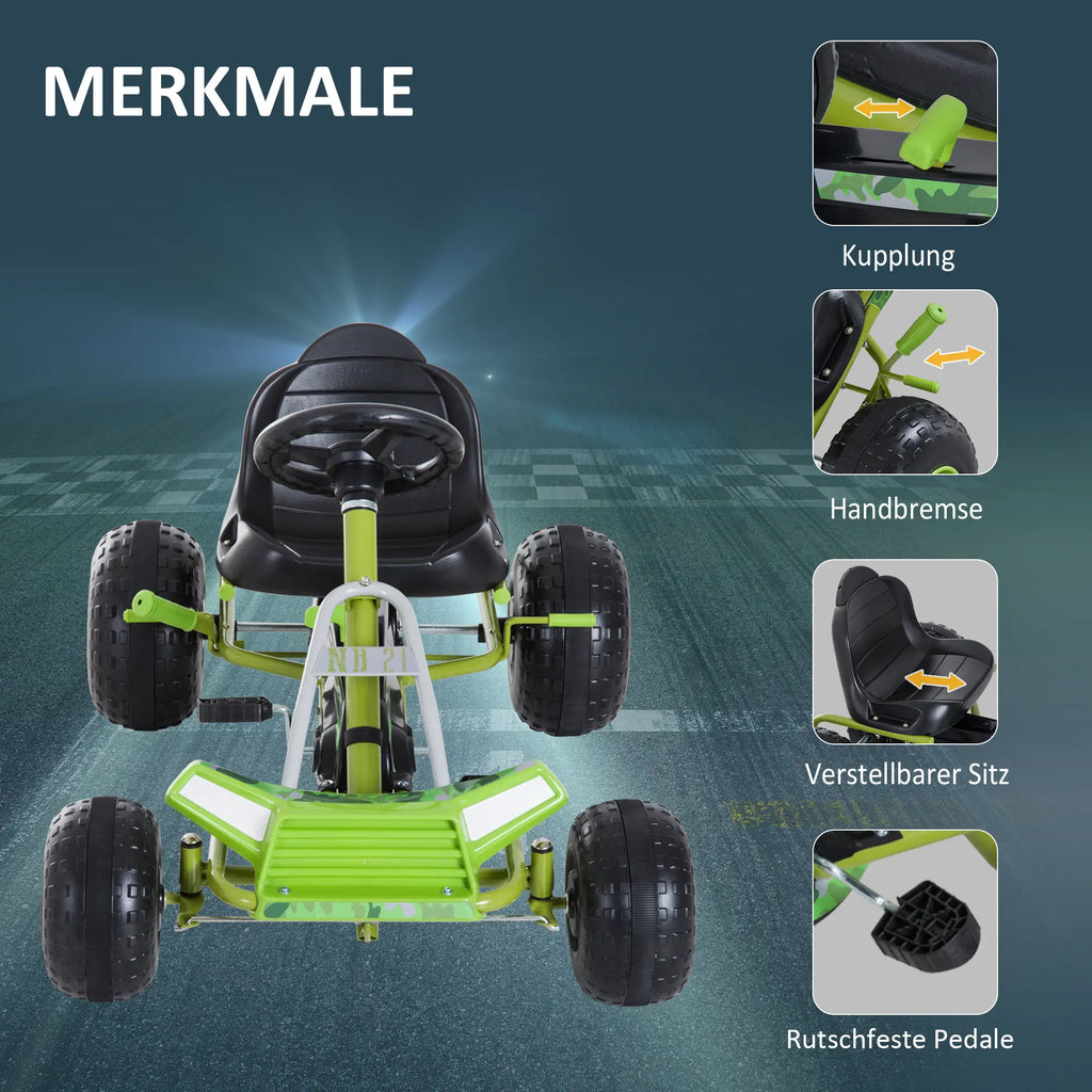 HOMCOM Kinder Go-Kart Trapauto Offroad-design verstelbare zitting