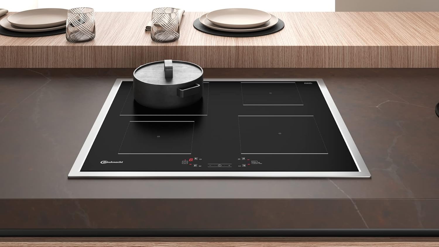 Bauknecht BAKO 566 IND Oven-Kookplaat combinatie/Inductiekookplaat (60 cm)/Hete lucht/Gentle Steam/Maxi Cooking/My Menue/Kookzones met Booster-functie/Ovenuittrek op 2 niveaus, RVS