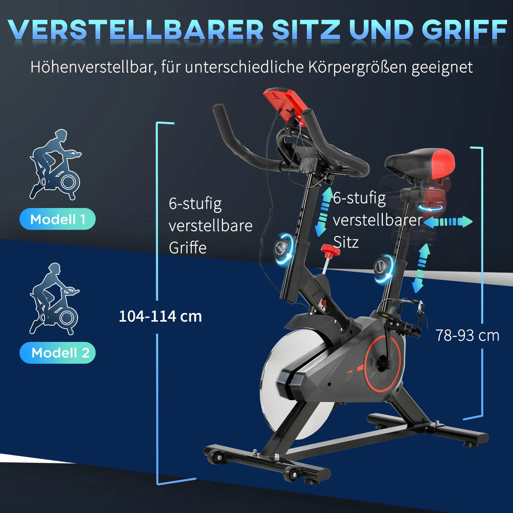 HOMCOM Fietstrainer Hometrainer LCD-display in hoogte verstelbaar