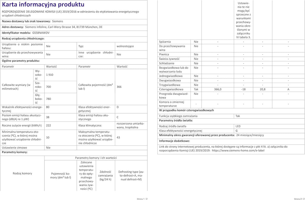 Siemens GS54NAWCV iQ500 vriezer, 176 x 70 cm, 327 L, noFrost nooit meer ontdooien, bigBox ruimte voor grote diepvriesproducten, varioZone flexibele glasplateaus en laden, wit