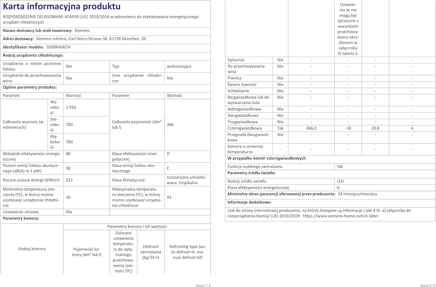 Siemens GS54NAWCV iQ500 vriezer, 176 x 70 cm, 327 L, noFrost nooit meer ontdooien, bigBox ruimte voor grote diepvriesproducten, varioZone flexibele glasplateaus en laden, wit