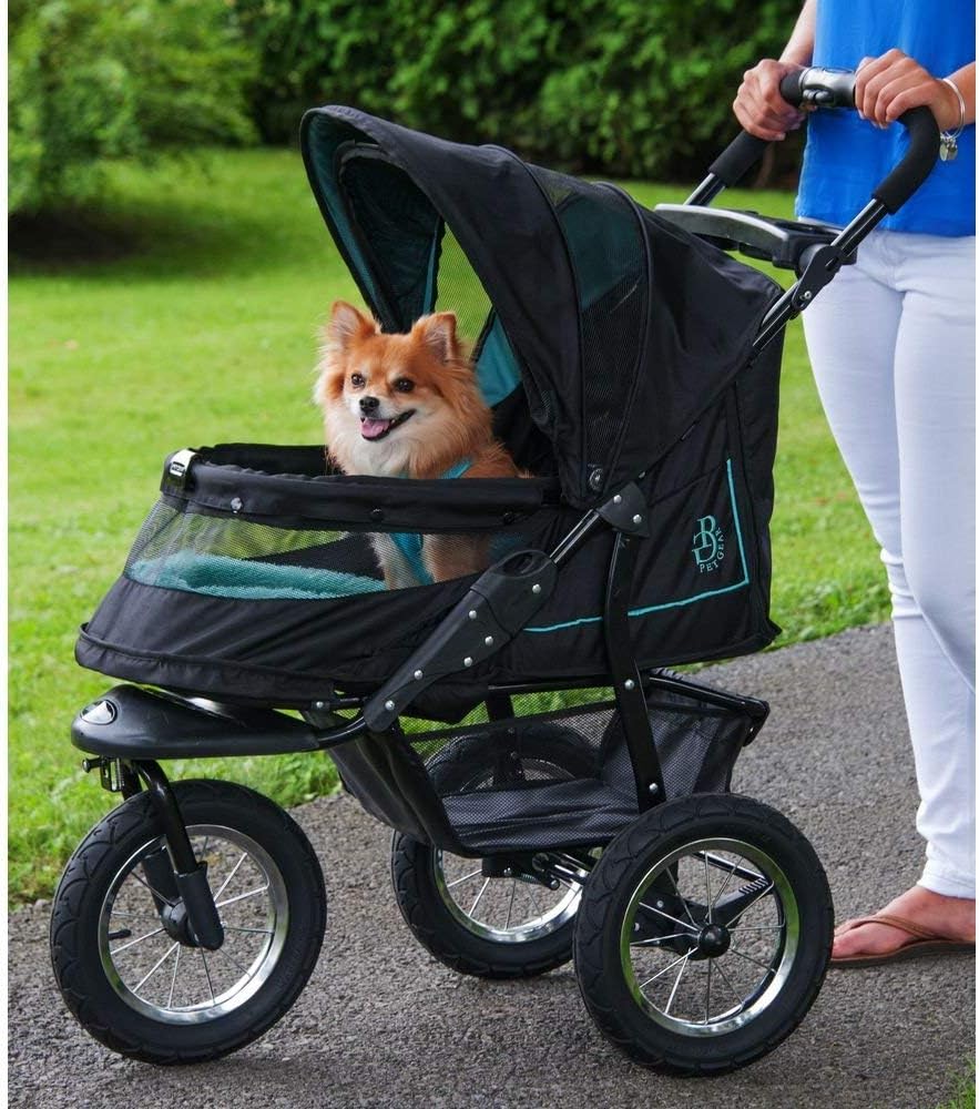 No-Zip NV Huisdierbuggy voor Katten/Honden, Ritssluitingvrije Toegang, Eenvoudig Opvouwbaar met Eén Hand, met Gel Gevulde Banden, Pluche Kussen + Weerbescherming Inbegrepen, 3 Kleuren