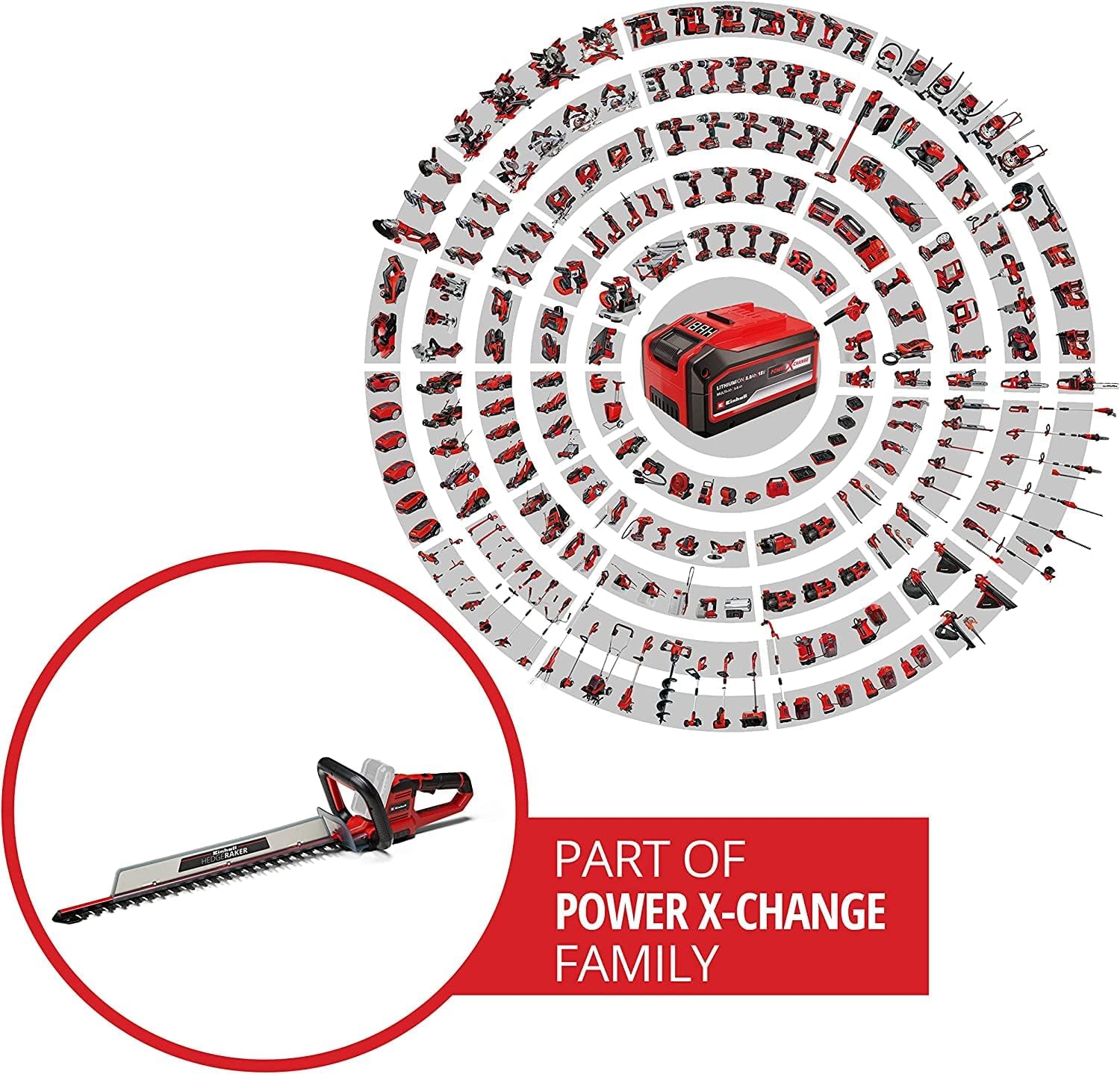 Einhell Accu heggenschaar GE-CH 18/60 Li-Solo Power X-Change (18 V, 60 cm zwaardlengte, 22 mm tandafstand, draaibare handgreep, incl. snoeiafvalvanger, zonder accu)