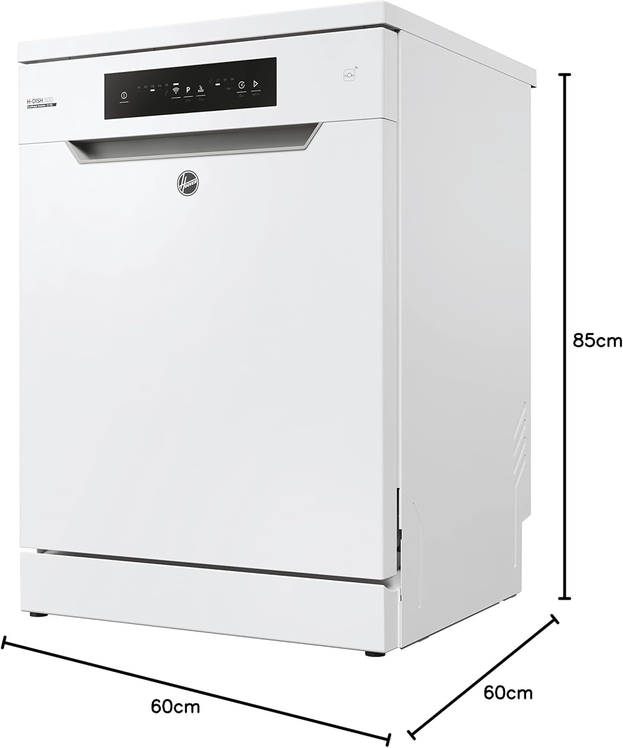 Hoover HF 4C6F0PW Vaatwasser; 14 couverts; Vrijstaand, 60 cm breed; Energieklasse C; Slimme bediening met wifi + bluetooth-technologie