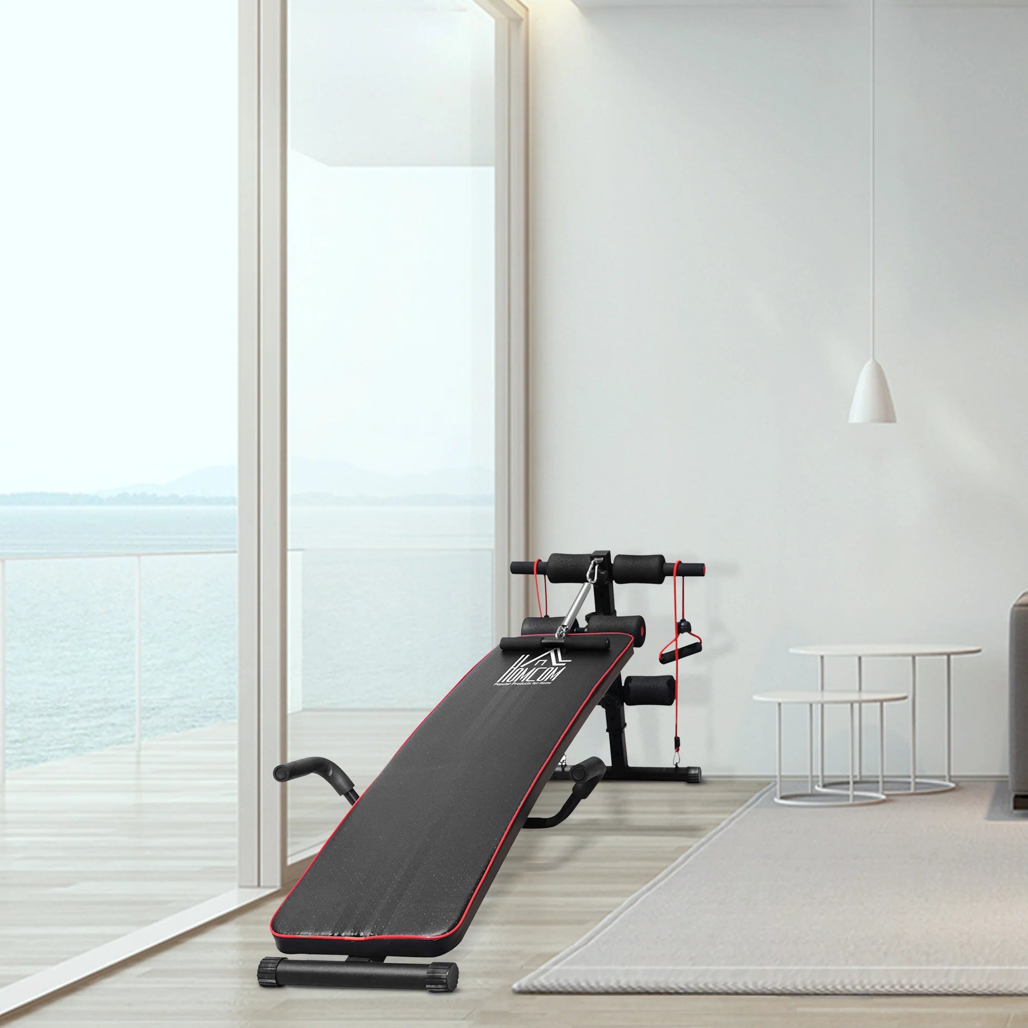 HOMCOM Sit-up-bank Trainingsbank met trainingsbanden verstelbaar