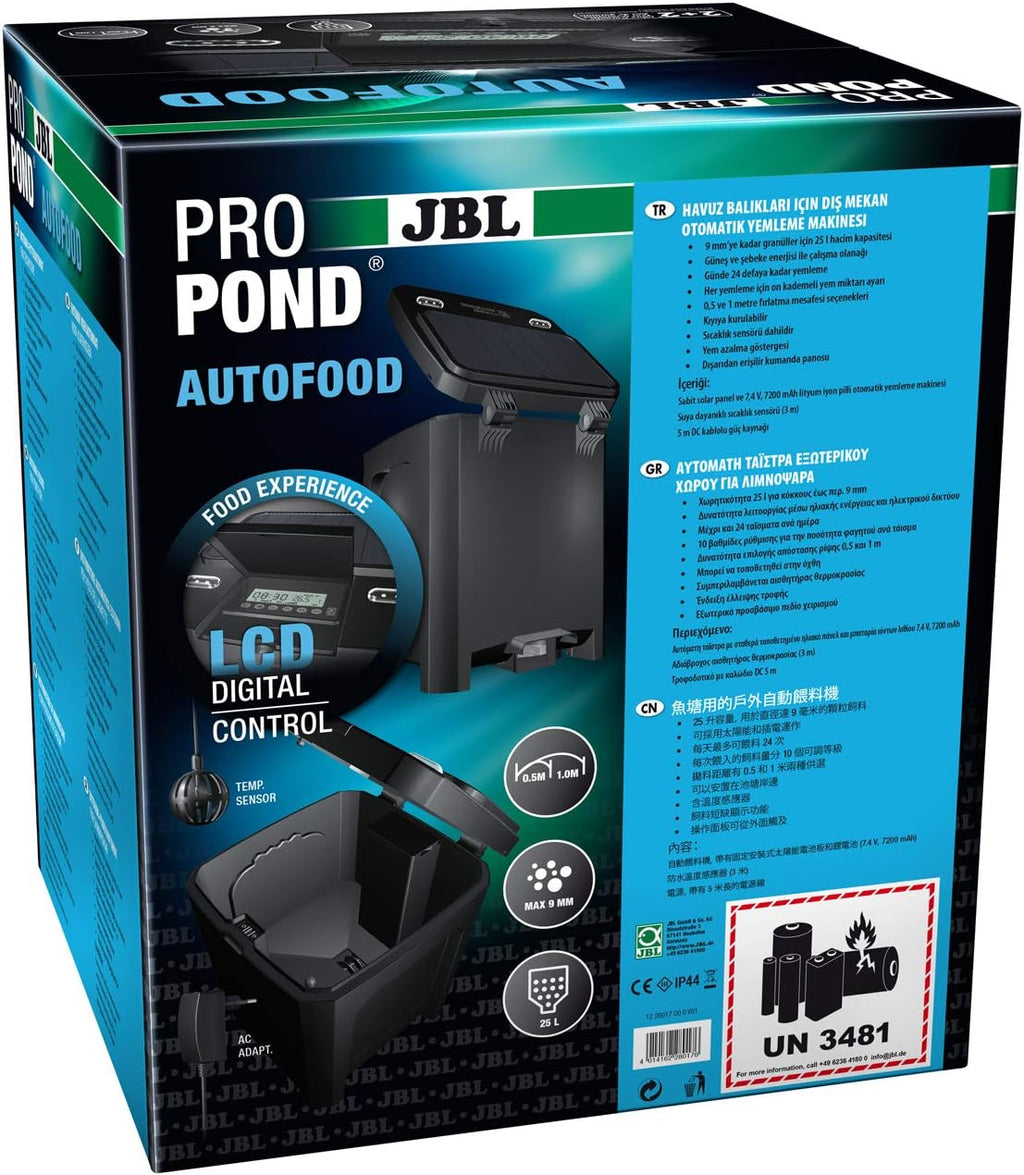 JBL Voederautomaat voor Koi en andere vijvervissen, PROPOND AUTOFOOD, Weerbestendig, Zonne-energie, 37,5 x 37,5 x 46,2 cm, zwart