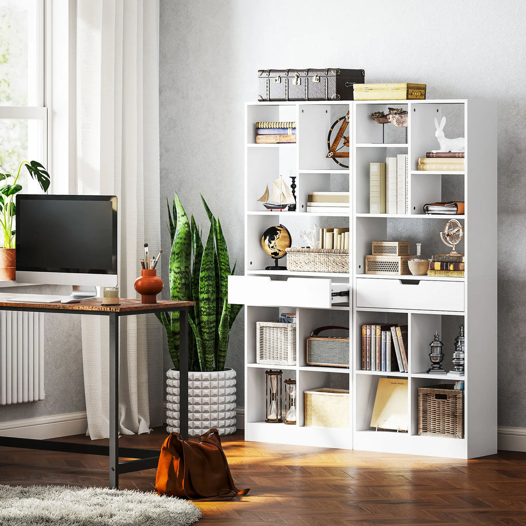 HOMCOM Boekenkast met lade veel opbergruimte Wit