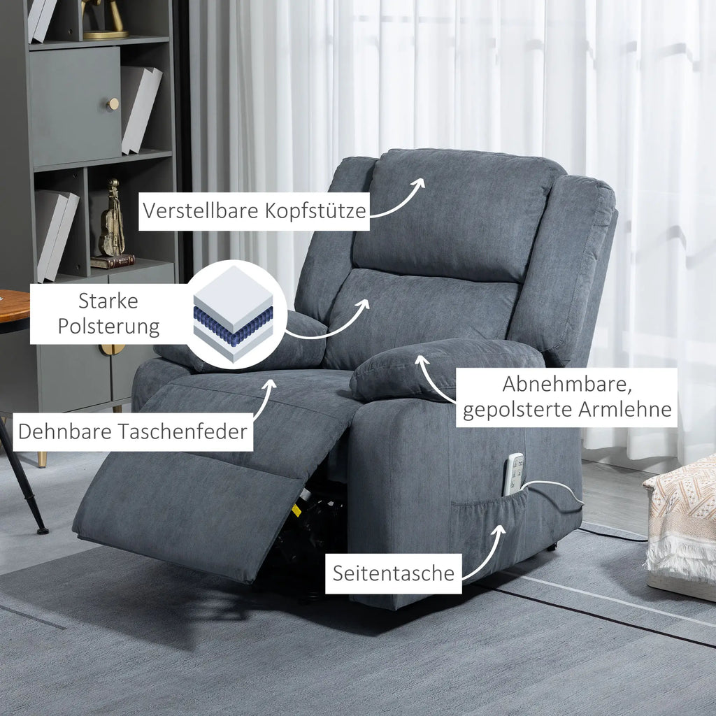 HOMCOM Sta-op stoel relaxfauteuil elektrisch met sta-ophulp