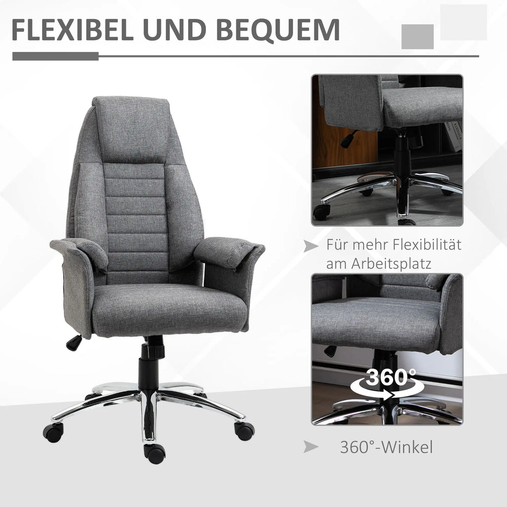 HOMCOM Bureaustoel Draaistoel Retro Design in hoogte verstelbaar grijs