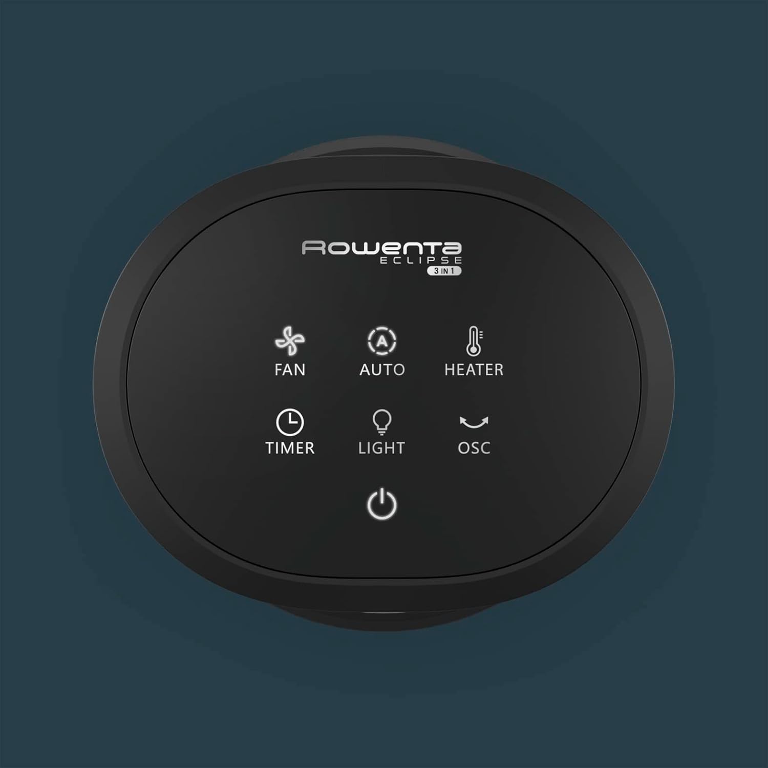Rowenta QU5062 Eclipse 3in1 Luchtreiniger, ventilator, kachel, filtert 99,9% van de deeltjes, voor kamers tot 30 m2, snelle verwarming tot 35°C, automatische dag- en nachtmodus, zwart/grijs