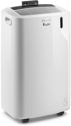 De'Longhi Pinguino PAC EM82, Mobiele airconditioner voor ruimtes tot 80 m, 9.400 BTU, 2,4 kW, 63 dB, Ontvochtigingsfunctie, Energieklasse A, 24-uurs timer, Wit