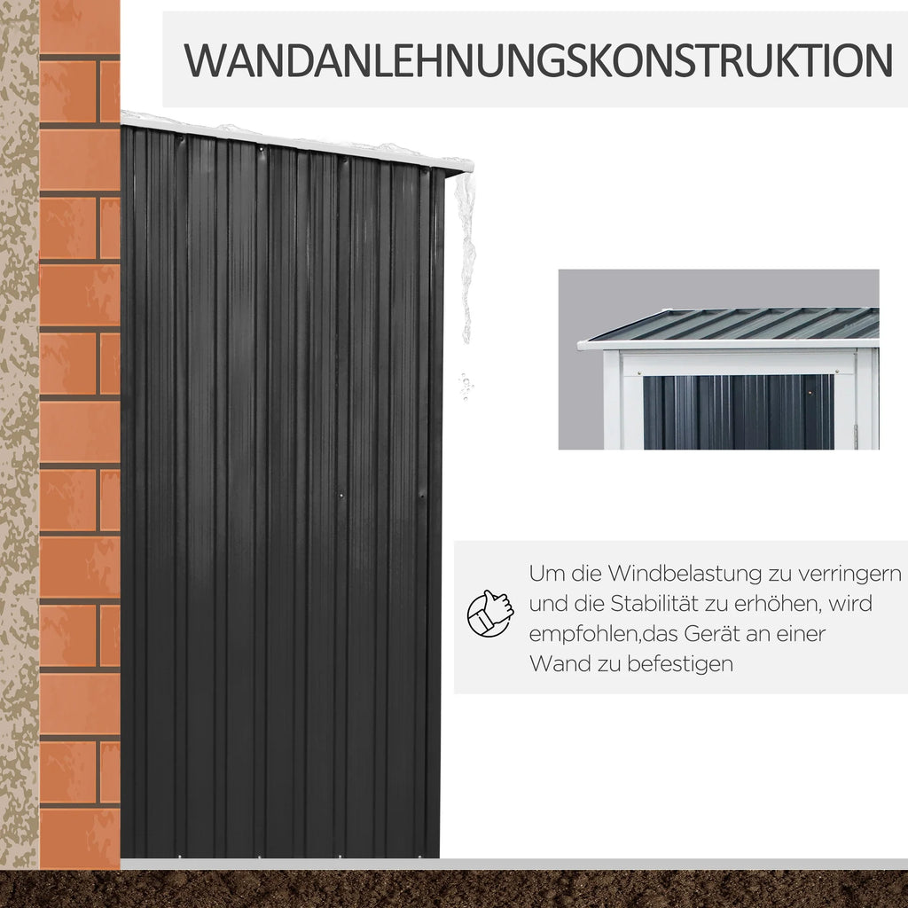 Outsunny Gereedschapsschuur 142×84×189 cm Staal Donkergrijs