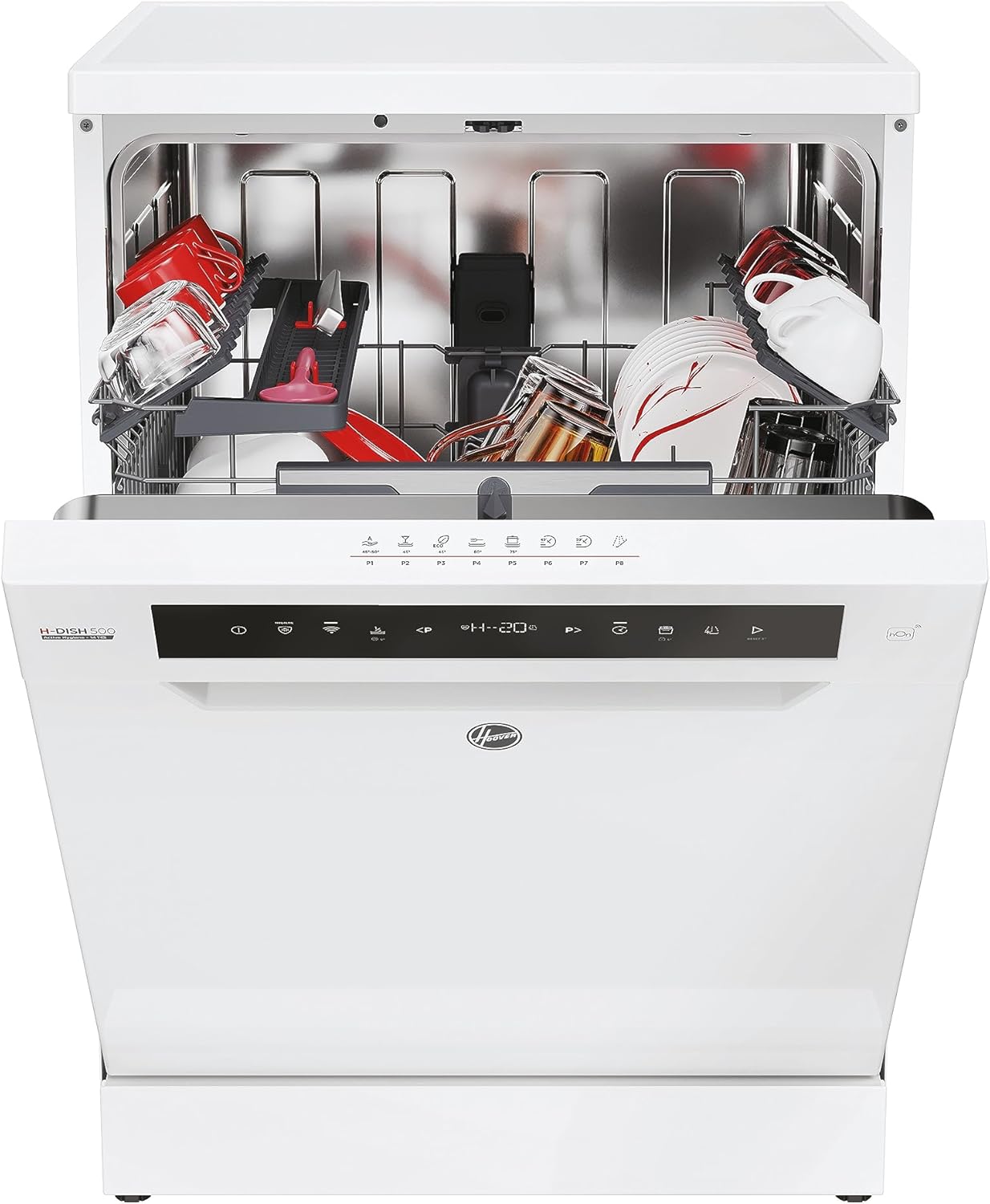 Hoover HF 4C6F0PW vaatwasser; 14 couverts; Vrijstaand, 60 cm breed; Energie-efficiëntieklasse C; Slimme bediening met wifi + bluetooth-technologie