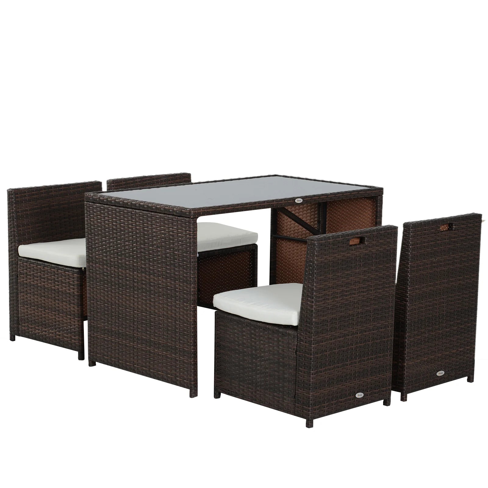 Outsunny Polyrattan Tuinmeubelset 5-delig. weerbestendig UV-bestendig