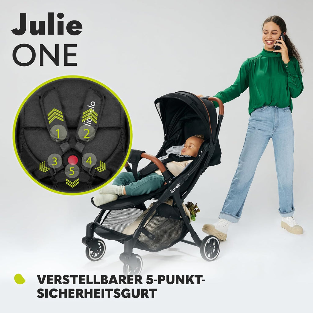 LIONELO Julie One Buggy kinderwagen tot 22 kg, verstelbare rugleuning en voetsteun, muskietennet, beenwarmers, bekerhouder en draagtas, inklapbaar