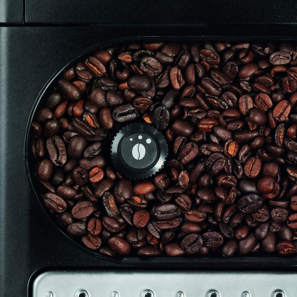 Krups Essential volautomatische espressomachine met melkslang, 2-kopsfunctie, LCD-display, eenvoudige reiniging, koffiezetapparaat, TÜV-keurmerk, zwart, EA816031