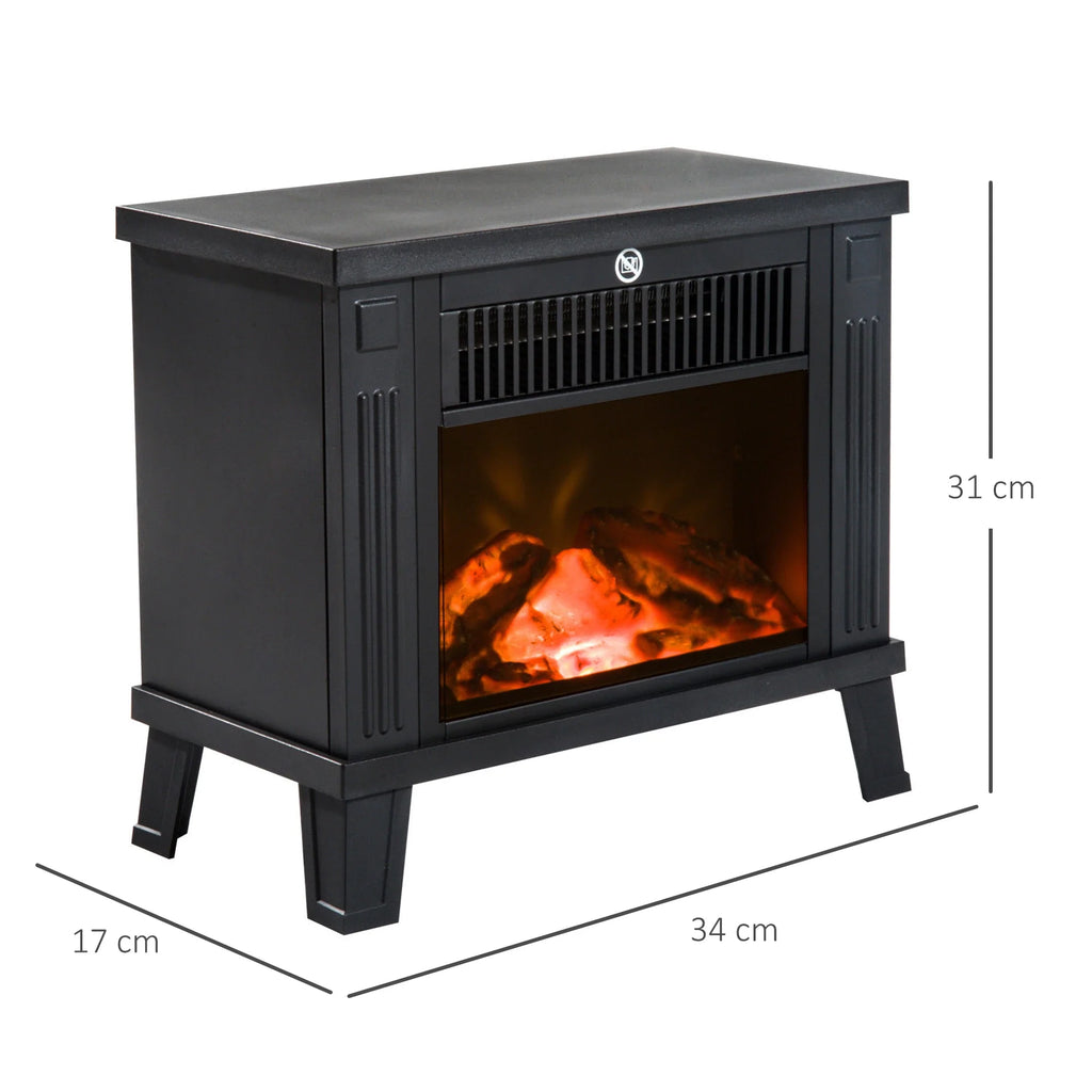 HOMCOM Elektrische sfeerhaard met vlameffect & 2 warmtestanden
