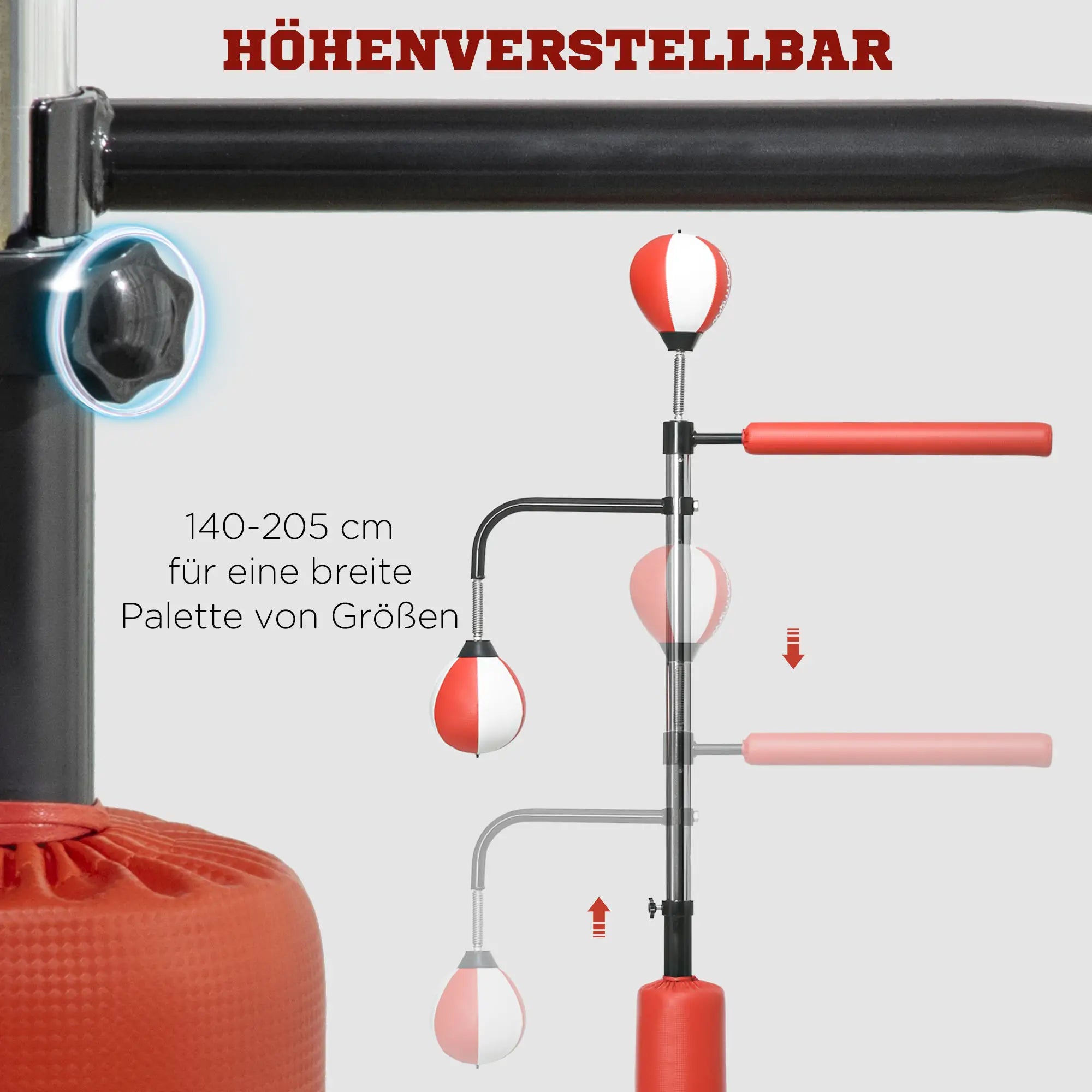 SPORTNOW Vrijstaande boksbal hoogtverstelbaar Speedball Reflexstang
