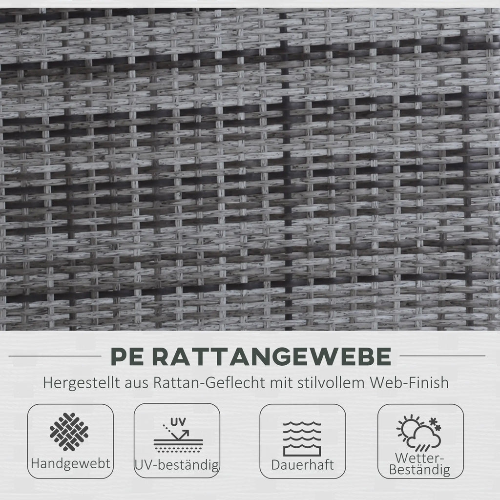 Outsunny Polyrattan Tuinbank Set 3-delig 2-in-1 Rugleuning Buiten