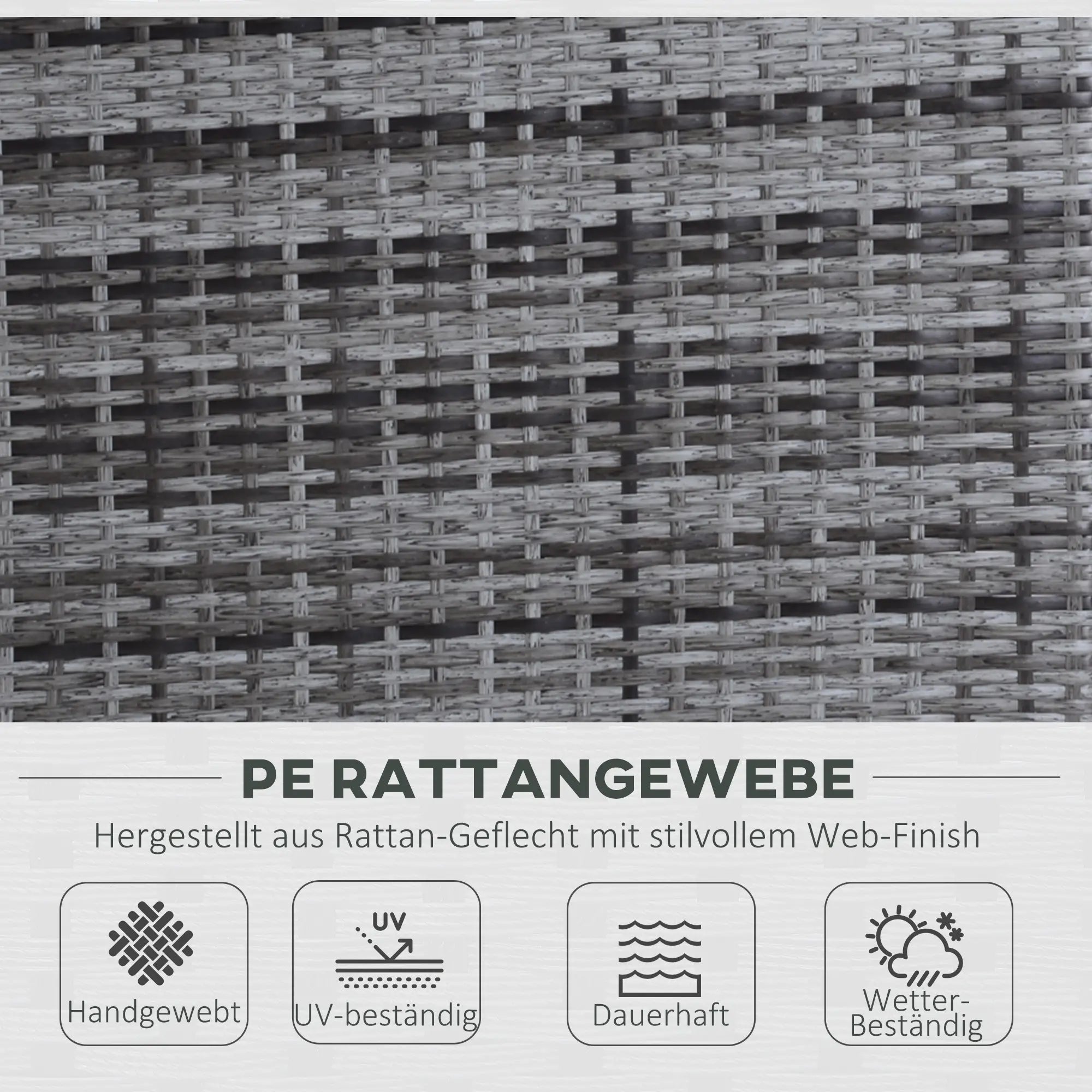 Outsunny Polyrattan Tuinbank Set 3-delig 2-in-1 Rugleuning Buiten