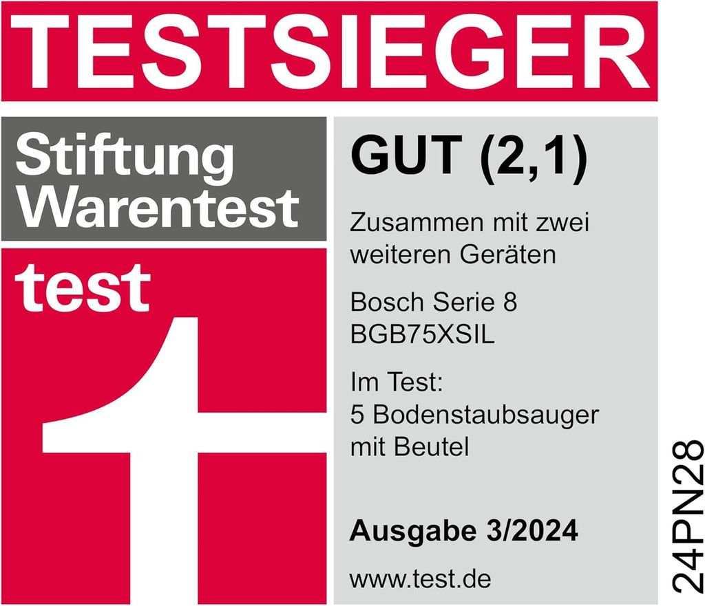 Bosch Stofzuiger met zak Serie 8 BGB75X494, sledestofzuiger, ideaal voor mensen met allergieën, hygiënefilter, vloermondstuk voor parket, tapijt, tegels, lange kabel, stil, 650 W, blauw