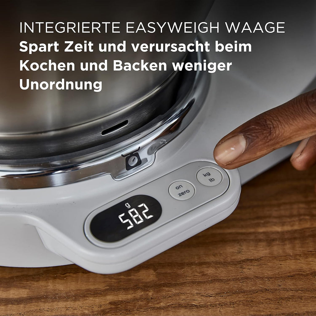 Kenwood Titanium Chef Baker KVL85.424SI Keukenmachine met geïntegreerde weegschaal, incl. 4-delige patisserie set, 7 L en 5 L mengkom, traploze snelheidsregeling, 1200 W, zilver