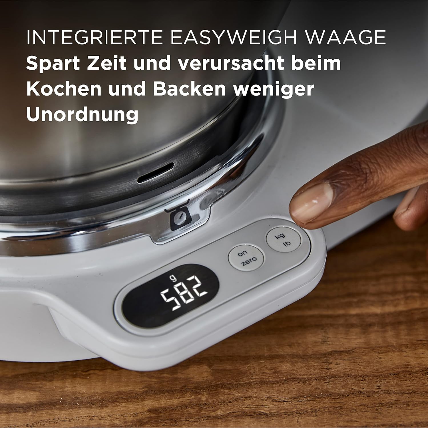 Kenwood Titanium Chef Baker KVL85.424SI Keukenmachine met geïntegreerde weegschaal, incl. 4-delige patisserie set, 7 L en 5 L mengkom, traploze snelheidsregeling, 1200 W, zilver