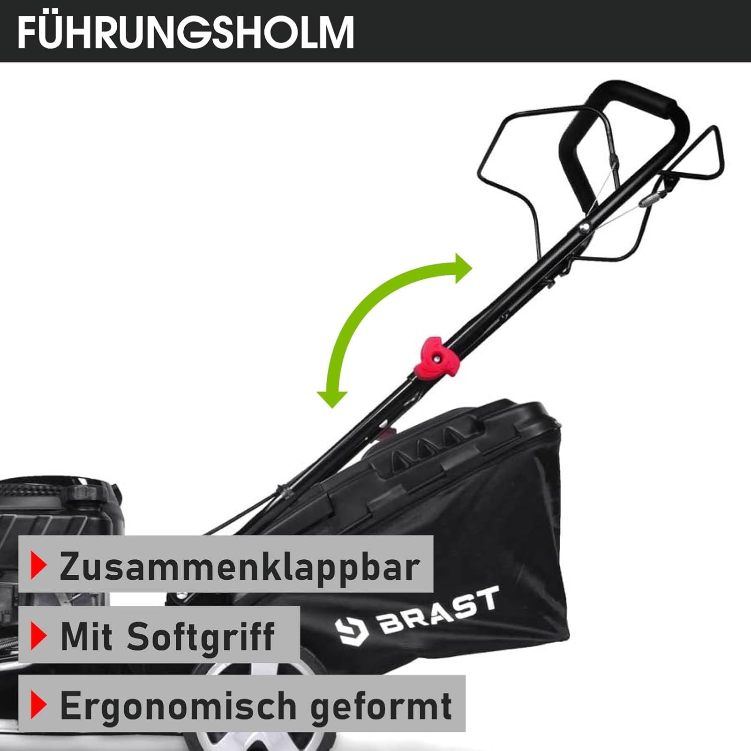 BRAST Benzine grasmaaier met aandrijving | 3,0 kW (4,1 pk) | Elektrische start | 41 cm maaibreedte | vele modellen | TÜV | 4-takt OHV-motor | 25-75 mm maaihoogte | 40 L opvangbak | Stalen behuizing | 16145 Estart
