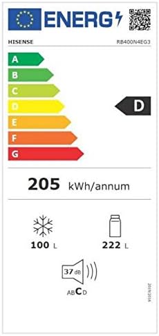 Hisense RB327N4AD2 koel-vriescombinatie/ NoFrostPlus/ Multiflow 360°/ HolidayMode/ FreshZone/ 182,4 cm/ koelgedeelte 171 l/ vriesgedeelte 85 l/ 41 dB/ 287 kWh/ jaar/ roestvrijstalen look