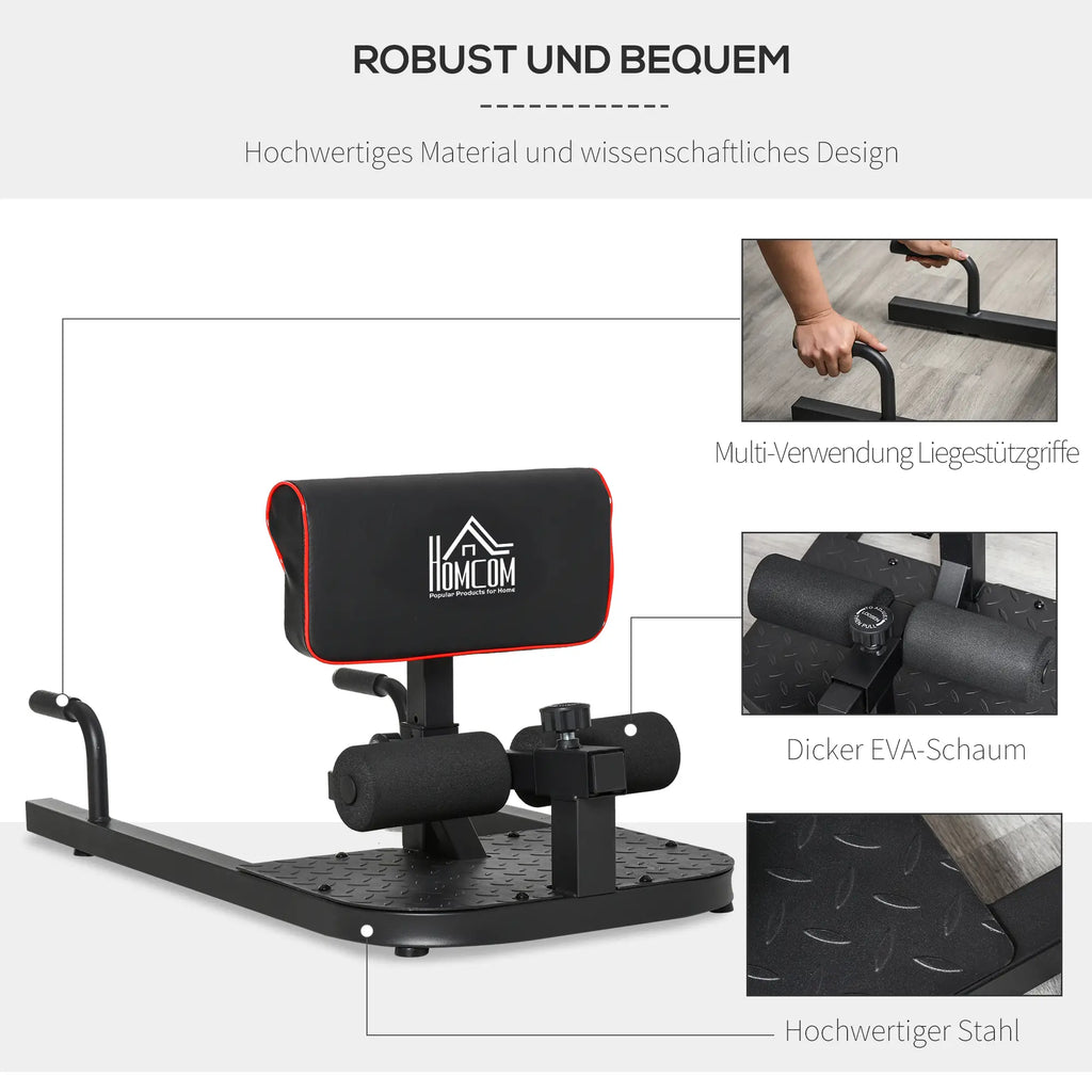 HOMCOM Sissy Squat Kniebuigtrainer 3-in-1 in hoogte verstelbaar