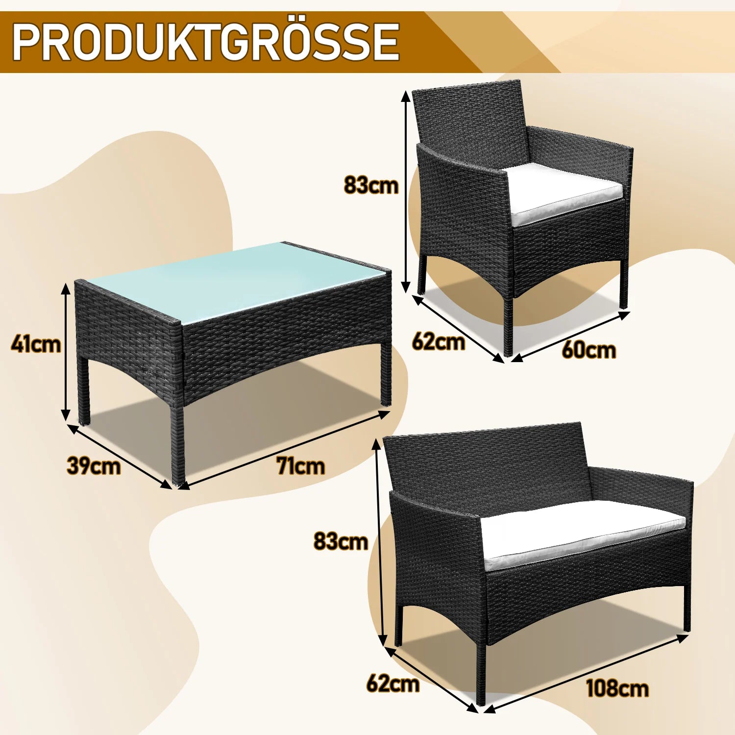 Sonnewelt Polyrattan Loungeset Tuinmeubelset