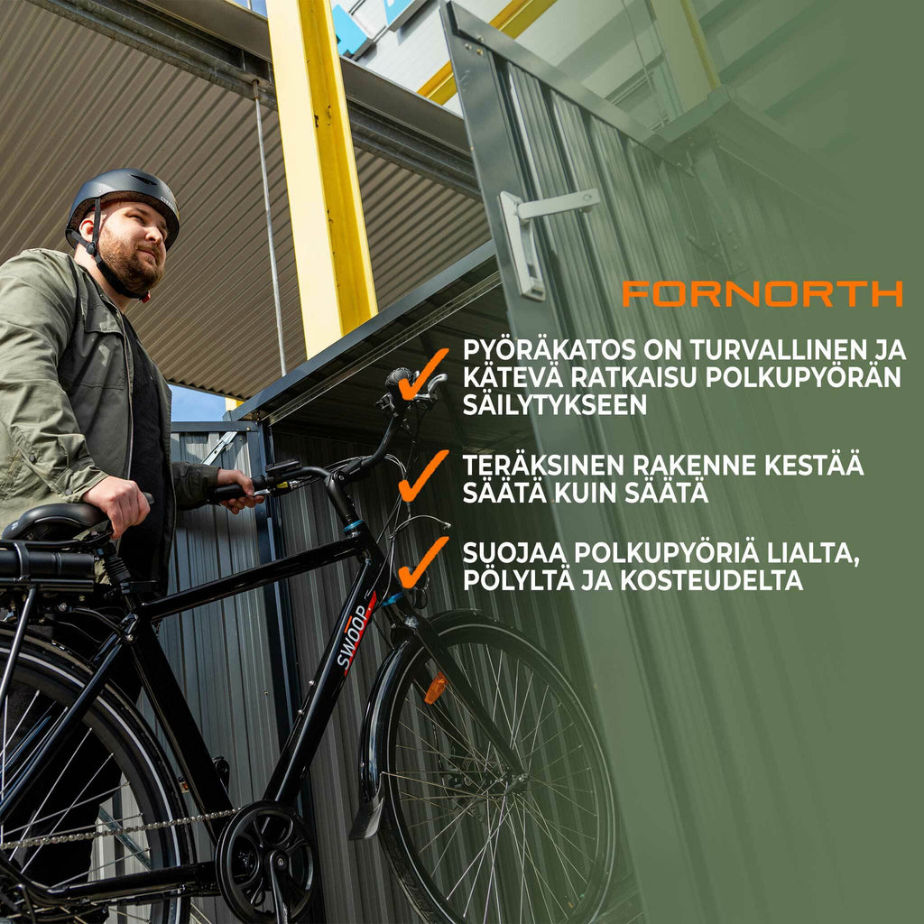 Fornorth Fietsgarage voor twee fietsen 142x198x157cm, Donkergrijs
