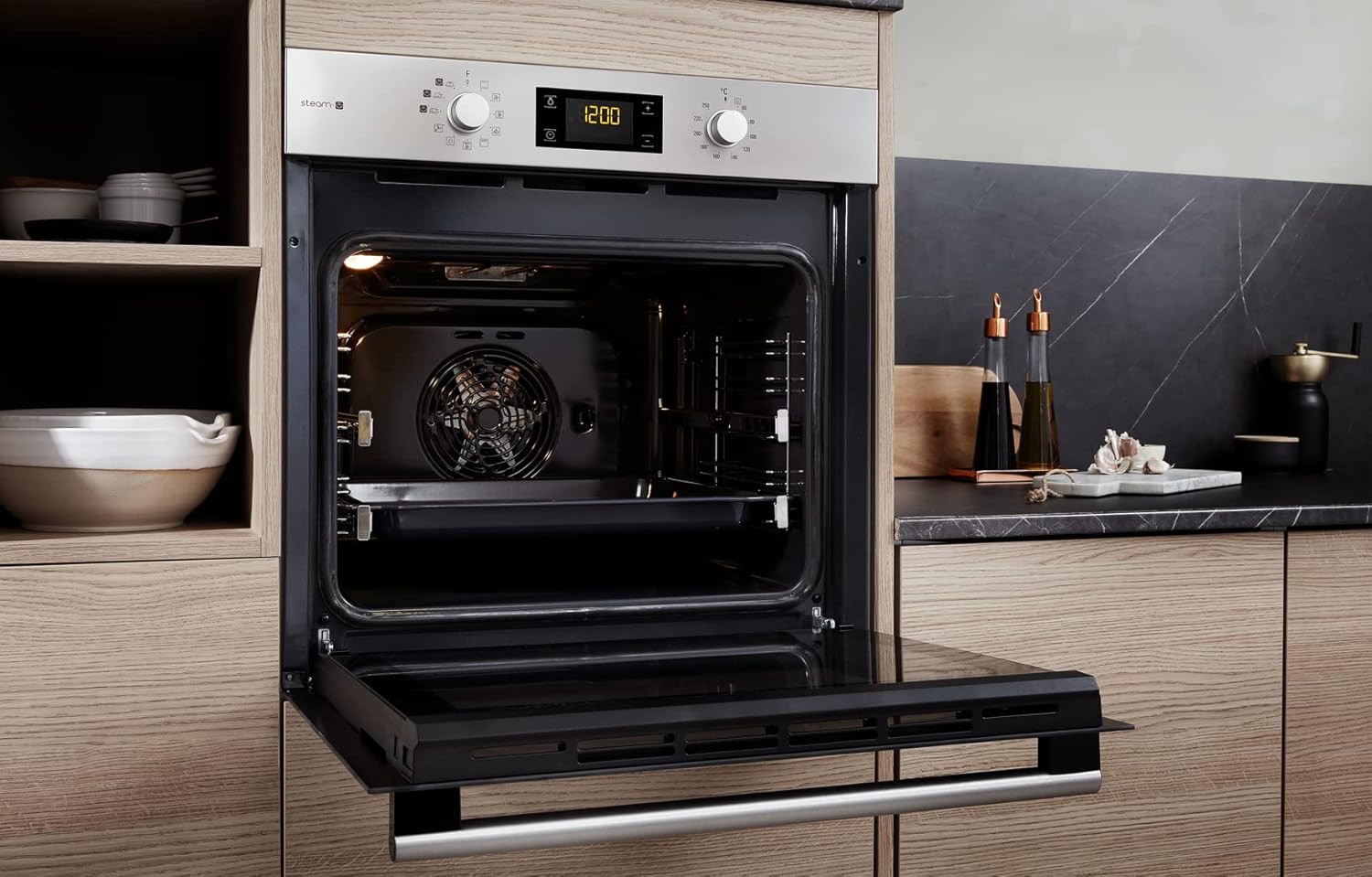 Bauknecht BAKO 566 IND Oven-Kookplaat combinatie/Inductiekookplaat (60 cm)/Hete lucht/Gentle Steam/Maxi Cooking/My Menue/Kookzones met Booster-functie/Ovenuittrek op 2 niveaus, RVS