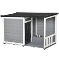 PawHut Hondenhok met overdekte veranda en voerbakken Outdoor