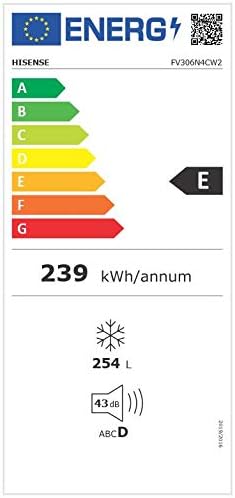 Hisense FV191N4AW2 Vriezer/ TotalNoFrost/ SuperFreeze/ Deuralarm/ Multiflow 360°/ BigBox/ 143,4 cm/ Vriesgedeelte 147 l/ 41 dB/ 205 kWh/Wit